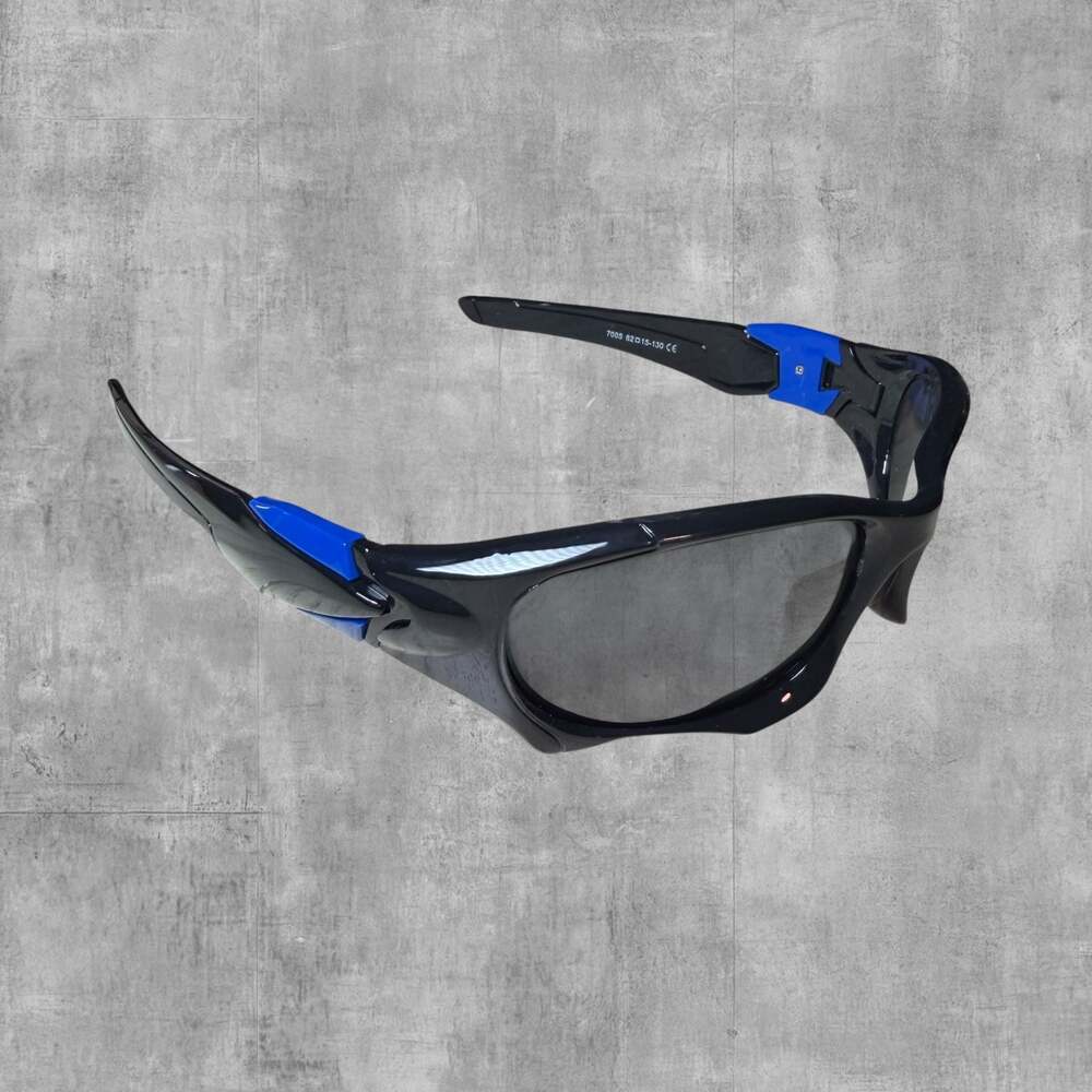 Unbranded Black and Blue Sport Wrap-Around Sunglasses